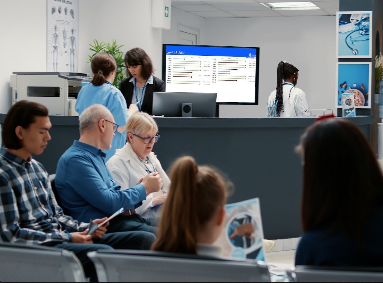 LiveData Family Waiting Board in reception area