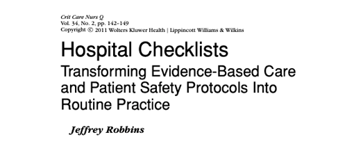Hospital Checklists: Transforming Evidence-Based Care & Patient Safety into Routine Practice Image