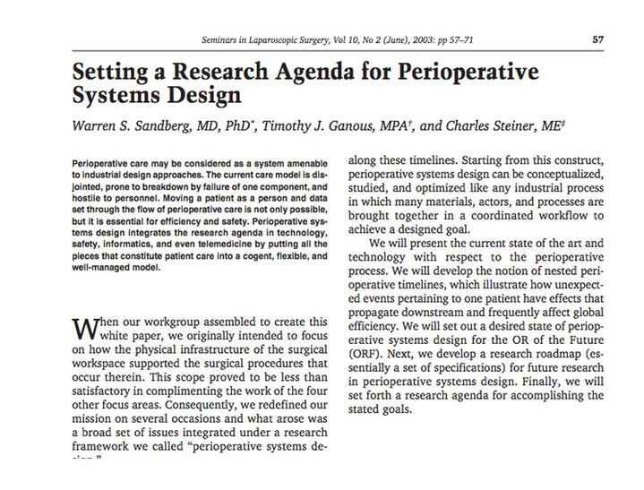 Setting a Research Agenda for Perioperative Systems Designs Image